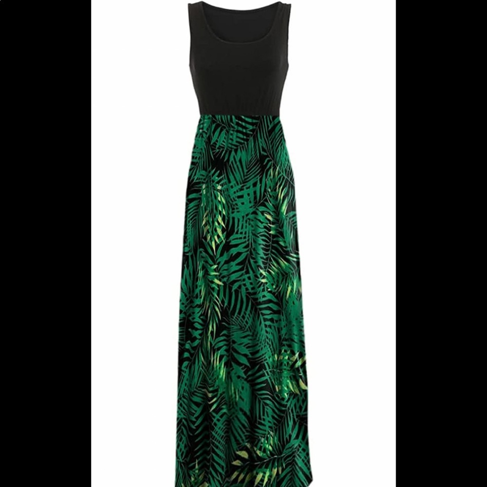 NWT Sherosa Boho Chevron Floral Summer Sleeveless Tank Long Maxi Dress